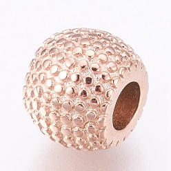 Розовое Золото 304 из нержавеющей стали европейские шарики, бусины с большим отверстием, рондель, розовое золото , 10.5x8.5 мм, отверстие : 4.5 мм