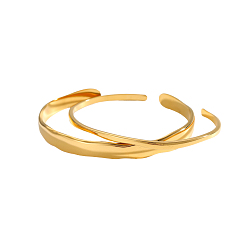 Настоящее золото 18K 2шт. 304 наборы браслетов из нержавеющей стали, ионное покрытие (ip), реальный 18 k позолоченный, реальный 18 k позолоченный, внутренний диаметр: 2.36 дюйм (6 см)