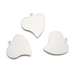Stainless Steel Color 201 Stainless Steel Heart Stamping Blank Tag Pendants, Stainless Steel Color, 42x40x1mm, Hole: 3mm