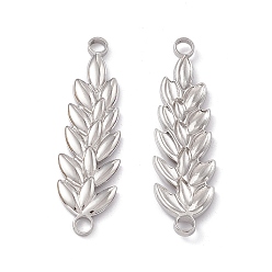 Нержавеющая Сталь Цвет Не тускнеет 304 подвески-соединители из нержавеющей стали, ссылки на рисовые уши, цвет нержавеющей стали, 38x11x2.5 мм, отверстие : 2.5 мм