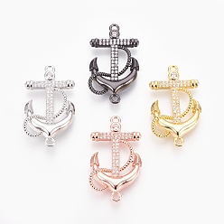 (52) Непрозрачная лаванда Латунные микро проложить кубических ссылки циркония, без свинца, без кадмии и без никеля, долговечный, якорь, прозрачные, разноцветные, 31x18x4 мм, отверстие : 1.5 мм