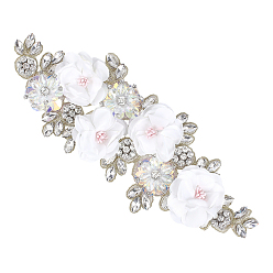 Белый 1заплатки для одежды из полиэстера, цветок, горный хрусталь и ткани, белые, 272x105x30 мм