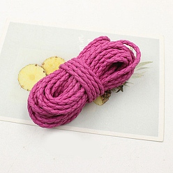 Средний Фиолетово-красный Плетеные шнуры из искусственной кожи, круглые, средне фиолетовый красный, 4 мм, около 2.19 ярдов (2 м) / пачка