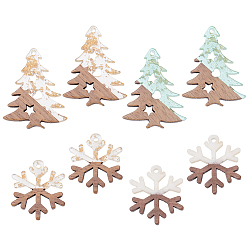 (52) Непрозрачная лаванда 8шт 4 стили деревянные и акриловые подвески, подвески в виде елки/снежинки, разноцветные, 28~38x24.5~29.5x3 мм, отверстие : 2 мм, 2 шт / стиль