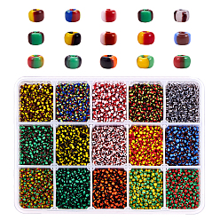Mixed Color 8/0 Opaque Colours Seep Glass Beads, Round Seed Beads, Mixed Color, 8/0, 2.5~3x2~3mm, Hole: 0.8mm, 15colors, about 20g/color, 300g/box
