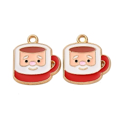 Другие Рождественские эмали сплава подвески, золотые, чайная чашка, 19.5x17.5x1.5 мм, отверстие : 2 мм