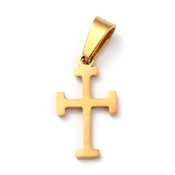 Золотой 304 подвески из нержавеющей стали, для изготовления ювелирных изделий, крестик, золотые, 19.5x11x1.2 мм, отверстие : 3x6 мм