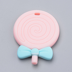 Легкий Лосось Пищевые экологически чистые силиконовые большие подвески, леденец, светлый померанцевый, 57x44x6 мм, отверстие : 3x6 мм