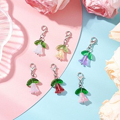 Платина Подвесные украшения из прозрачного стекла в виде цветка, с цинковым сплавом застежками омаров коготь, платина, 35 мм