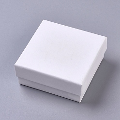White Kraft Paper Gift Boxes, with Black Sponge, for Valentine's Day, Anniversaries, Weddings, Birthdays, Square, White, 7.5x7.5x3.5cm