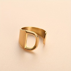 Letter D 304 из нержавеющей стали манжеты кольца, золотые, Буква D, 16 мм, внутренний диаметр: 18 мм