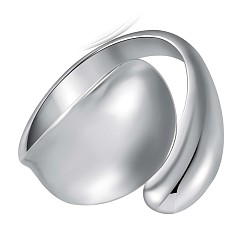Platinum Rhodium Plated 925 Sterling Silver Twist Chunky Open Cuff Ring for Women, Platinum, US Size 5 1/4(15.9mm)