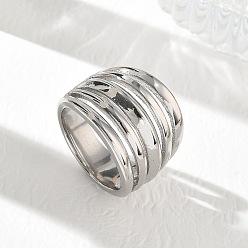 Platinum 304 Stainless Steel Finger Rings, Ion Plating(IP), Long-Lasting Plated, Platinum, 18.5mm, US Size 7(17.3mm)