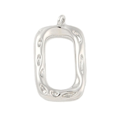 Platinum Rack Plating Brass Pendants, Long-Lasting Plated, Lead Free & Cadmium Free, Rectangle, Platinum, 19.5x11x2mm, Hole: 1.4mm
