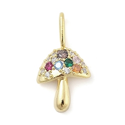 Настоящее золото 18K Латунные микро проложить кубического циркония подвески, без кадмия, без никеля и без свинца, гриб, реальный 18 k позолоченный, 22x12x4.5 мм, отверстие : 5.5x2.5 мм