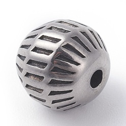 Античное Серебро 316 бусины из хирургической нержавеющей стали, круглые, античное серебро, 9.5~10 мм, отверстие : 2 мм
