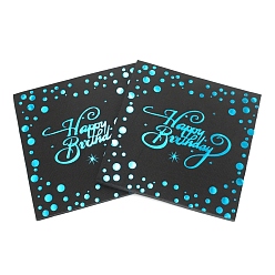 Deep Sky Blue Paper Tissue, Disposable Napkins, for Birthday Party Decorations, Square with Word Happy Birthday, Deep Sky Blue, 330x330mm, 20pcs/bag