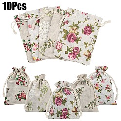 (52) Непрозрачная лаванда Мешковины упаковочные пакеты, шнурок сумки, разноцветные, 14~14.4x10~10.2x0.5 см, 10 шт / комплект