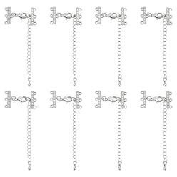 Platinum Brass Micro Pave Clear Cubic Zirconia Rectangle Chandelier Component Links, Platinum, 91mm, 8pcs/set