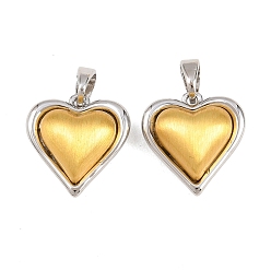 Платиновый & Золотой Латунные подвески, сердце прелести, платиной и золотом, 14.5x14x7 мм, отверстие : 5x3 мм