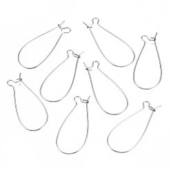 Нержавеющая Сталь Цвет Устойчивые к потускнению 304 фурнитура для сережек-колец из нержавеющей стали, провод почки, Кольца, цвет нержавеющей стали, 39x16x0.6 мм, штифты : 0.6 мм