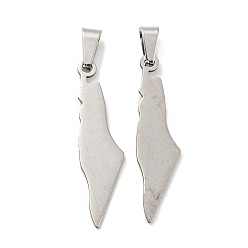 Нержавеющая Сталь Цвет Не тускнеющие 304 подвески из нержавеющей стали, прелести карты, лазерная резка, цвет нержавеющей стали, 35x8.5x1 мм, отверстие : 5.5x3 мм
