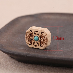 Andere Buchsbaumperlen, mit synthetischen Türkis, 13x16x7 mm