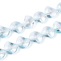 Небесно-голубой Краска для выпечки, прозрачные стеклянные бусины, нити, самородки, голубой, 13.5x13.5x8.5~9 мм, отверстие : 0.8~0.9 мм, около 50 шт / нитка, 26.38 дюйм (67 см)