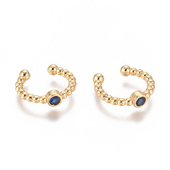 Темно-Синий Серьги-манжеты с цирконом из позолоченной латуни, долговечный, темно-синий, 14.5~15x2~3 мм