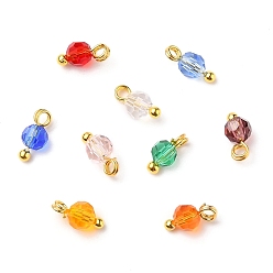 Mixed Color Glass Beads Pendants, with Brass Ball Head pins, Mixed Color, 8x4mm, Hole: 1.6mm, 9pcs/set