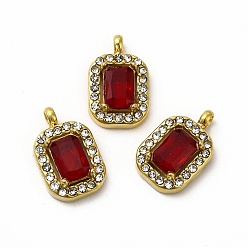 (123L) Белый крем непрозрачный блеск Вакуумное покрытие pvd 304 подвески из нержавеющей стали с кубическим цирконием, со стразами, прямоугольник амулеты, огнеупорный кирпич, 13x8.5x3.5 мм, отверстие : 1.8 мм