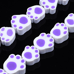 Средний Фиолетовый Ручной полимерные нити глины шарик, отпечаток лапы, средне фиолетовый, 6.5~11x9~11.5x4~5 мм, отверстие : 1.6 мм, около 39 шт / нитка, 14.37 дюйм ~ 15.35 дюйм (36.5~39 см)