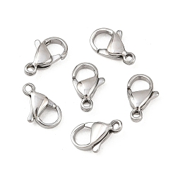 Нержавеющая Сталь Цвет Устойчивы к потускнению 316 хирургические застежки-лобстеры из нержавеющей стали, застежки на спусковой крючок, ручная полировка, цвет нержавеющей стали, 12x6.2 мм, отверстие : 1 мм, Внутренние размеры: 4.5 mm