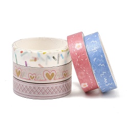 Mixed Color 5 Rolls Paper Adhesive Tapes, Decorative Sticker Roll Tape, for Card-Making, Scrapbooking, Diary, Planner, Envelope & Notebooks, Mixed Color, 10mm, about 2.19 yards(2m)/roll
