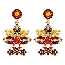 Мокасин Серьги-подвески из сплава и стеклянного бисера., Турция, мокасин, 61x23 мм