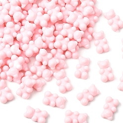 Pink 100 непрозрачные акриловые бусины, медведь, розовые, 18x11x7 мм, отверстие : 1.6 мм