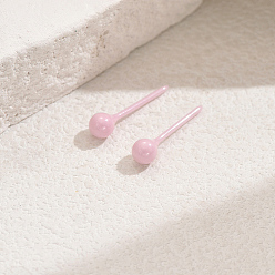 Pink Круглые фарфоровые серьги-гвоздики, розовые, 15x4 мм