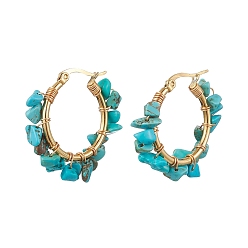 Говлит Серьга-кольцо из натурального окрашенного говлита, 304 фурнитура из нержавеющей стали для серег, 28.5~29.5x5~7 мм