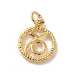 Козерог Латунь прелести, без кадмия и без свинца, реальный 18 k позолоченный, кольцо с двенадцатью созвездиями, Козерог, 14.5x12x2 мм, отверстие : 3.4 мм