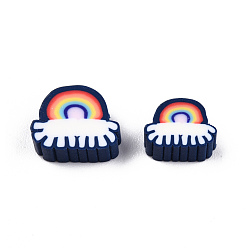 Прусский Синий Бусины из полимерной глины , радуга, берлинская лазурь, 6~9x8~11x4 мм, отверстие : 1.6 мм