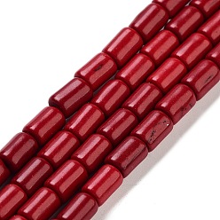 Красный Синтетических нитей бирюзовые бусы, окрашенные, колонка, красные, 6x4 мм, отверстие : 1 мм, около 64 шт / нитка, 15.5 дюйм