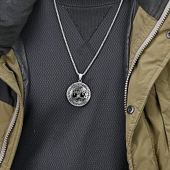 Нержавеющая Сталь Цвет 304 плоские круглые ожерелья из нержавеющей стали с подвеской в виде дерева жизни, цвет нержавеющей стали, 23.62 дюйм (60 см)