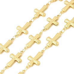 Золотой 304 стали крест ссылка цепи из нержавеющей, пайки, с катушкой, долговечный, золотые, 23x13.5x3.5 мм