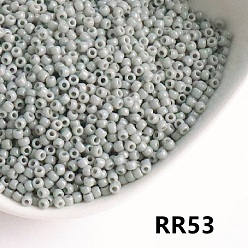 Светло-серый Непрозрачные 8/0 стеклянные бусины, круглые, светло-серый, 8/0, 3.5~4x3 мм, Около 300 шт / 10 г