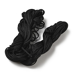 Black Nylon Braided Cord, Chinese Knotting Cord for Beading Jewelry Making Macrame Craft, Black, 2mm, about 13.12 yards(12m)/bundle, 10bundles/bag, about 131.23 yards(120m)/bag