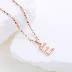 Letter E Ожерелья с подвесками из нержавеющей стали с буквами для женщин и мужчин, розовое золото , Письмо E