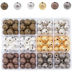 Mixed Color Brass Textured Beads, Round, Mixed Color, 10.3x1.7cm