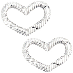 Платина 2 шт. 925 Кольца с пружинным затвором из стерлингового серебра, С двухсторонней замшевой тканью 1PC, ткань для полировки серебра, сердце, платина, 12x16x2 мм, внутренний диаметр: 9x12 мм