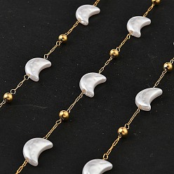 Золотой Ионное покрытие (ip) 304 цепи с цветочными звеньями из нержавеющей стали, с имитацией жемчуга, пайки, без кадмия и без свинца, с катушкой, золотые, 13x8x4.5 мм