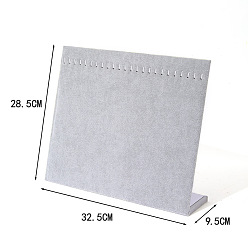 Темно-Серый Бархат ожерелье дисплей стенды, дисплей ювелирных изделий стойки, l-образный, прямоугольные, темно-серый, 9.5x32.5x28.5 см